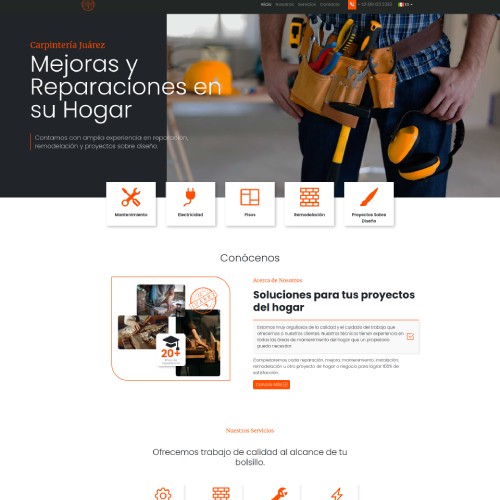 Screenshot of a bilingual landing page for a handyman site