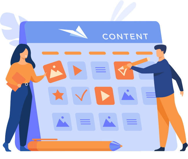 Team working on a board with checkmarks and elements for SEO services