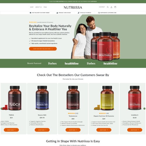 Screenshot of a completed Shopify eCommerce store project